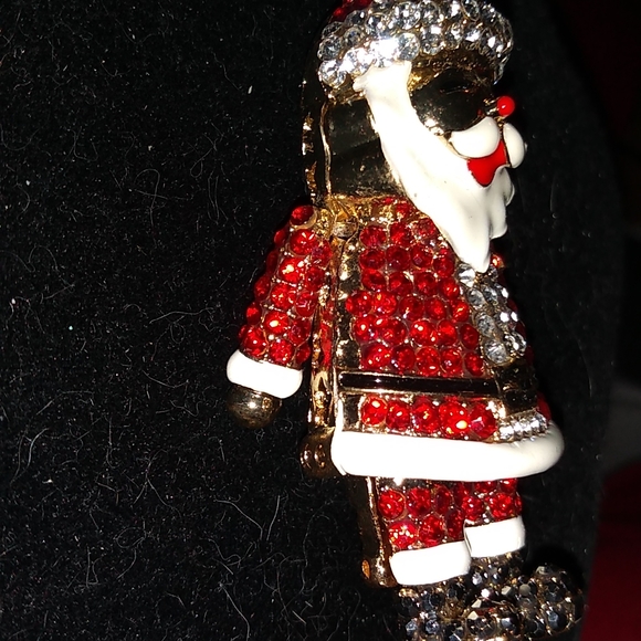 Red and White Crystal Santa Pendant Necklace with Movable Arms - Picture 2 of 5